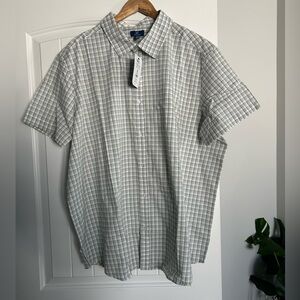 NWT Men’s GEORGE Gray Checkered Button Down Short Sleeve Shirt - Size 3XL